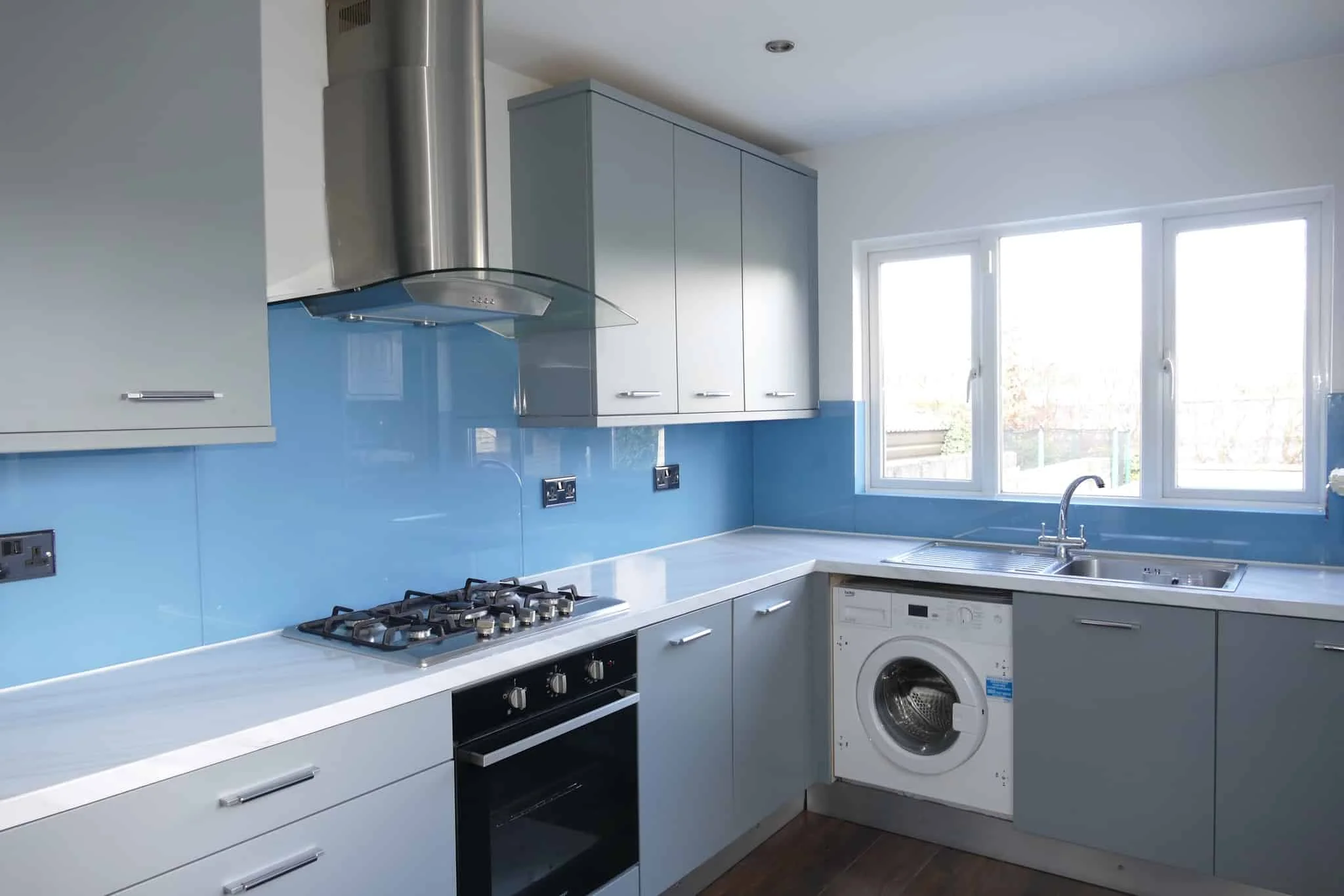 Blue Colour Glass Splashback